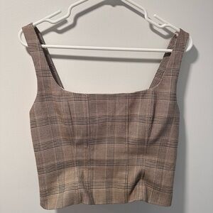 Dynamite Plaid Tan Crop Top